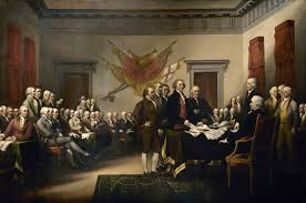 John Trumbell's famous depiction of the committee presenting the Declaration of Independence for signature 
